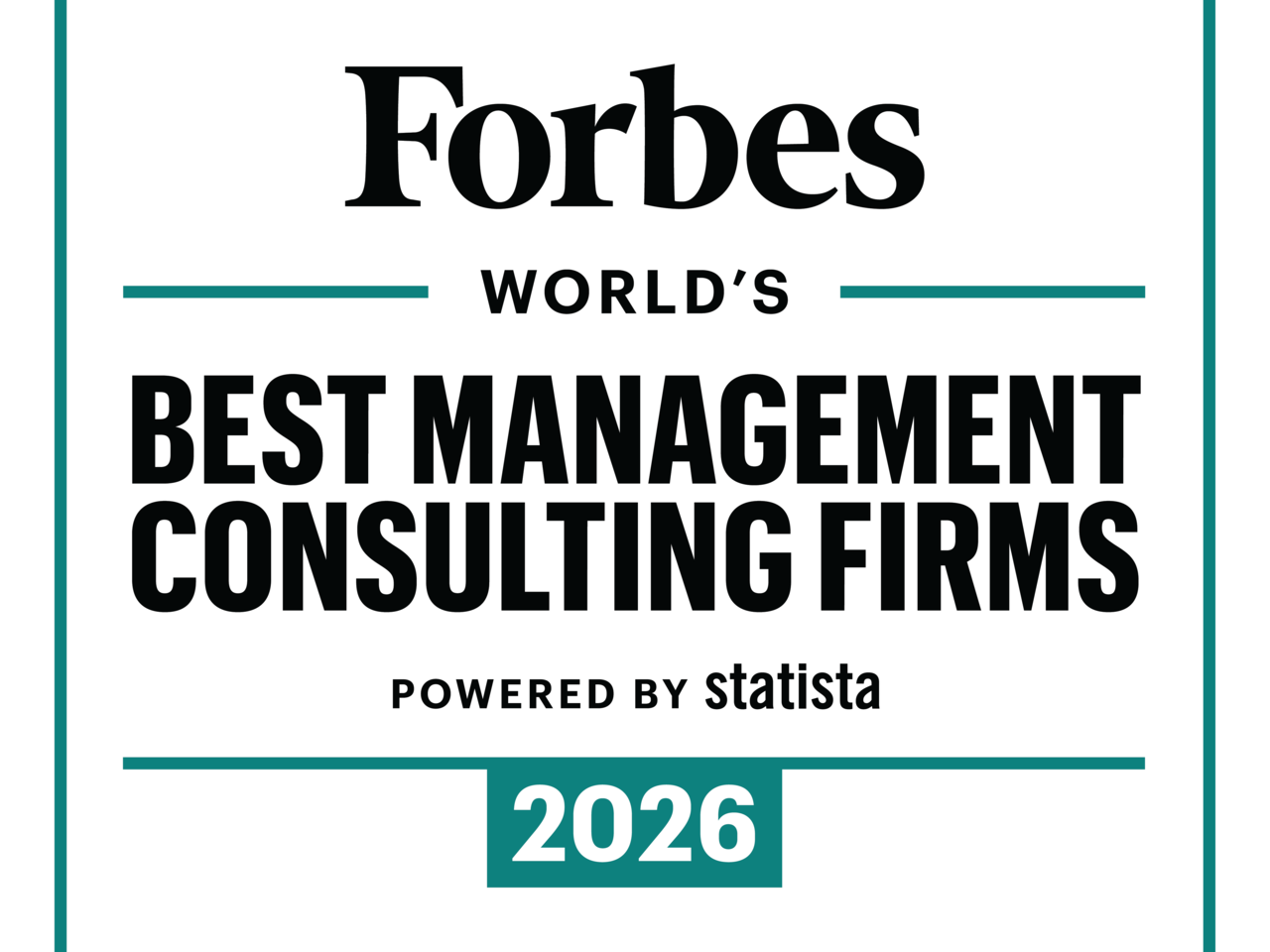 Forbes-Siegel „World's Best Management Consulting Firms 2026“ für ausgezeichnete Managementberatungen.